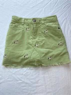 Gymboree Light Green Corduroy Skirt/Skort Horse Embroidery Adjustable Waistband